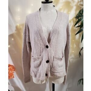 J. Crew Ivory Rainbow Supersoft Yarn Cropped Cardigan Sweater Womens Size M Cozy